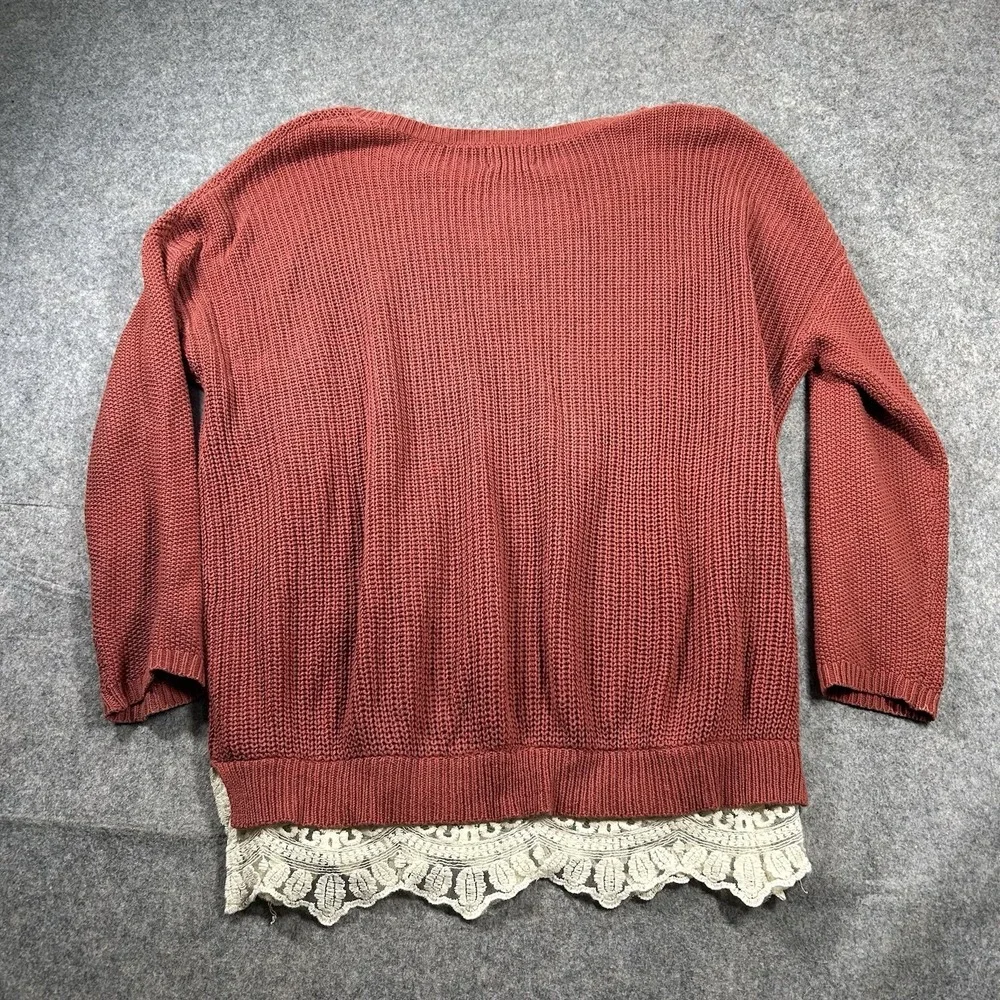 Pins & Needles Urban Outfitters Sweater Womens Medium Red Pullover Lace Trim Big
